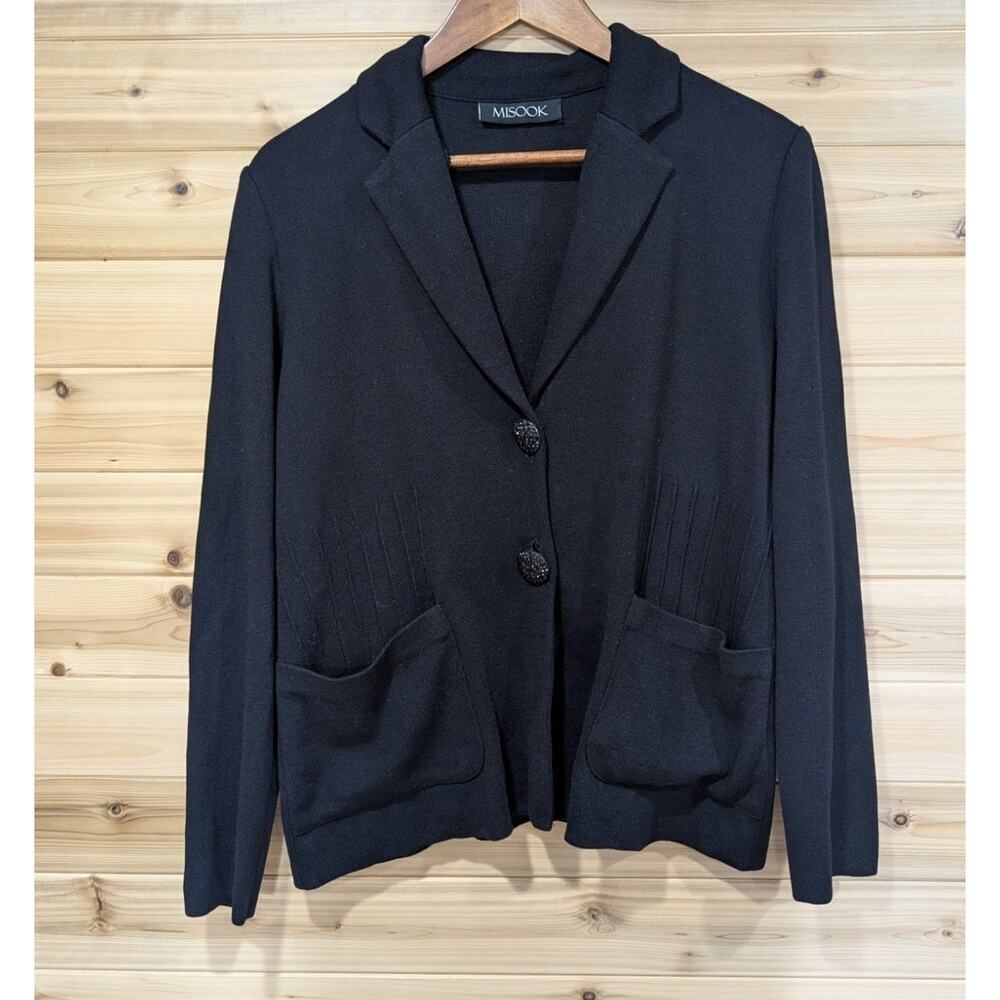 Misook Sweater Womens XL Black Button Front Cardigan Career‎ Classic